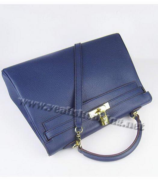 Hermes Kelly 35cm Dark Blue Togo Leather Bag Golden Metal-4