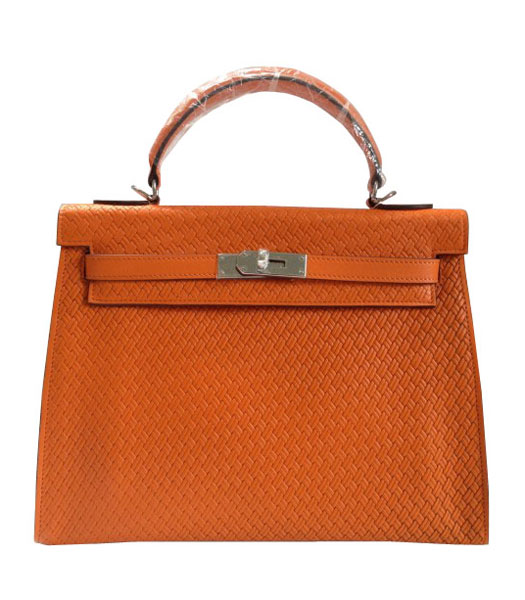 Hermes Kelly 35CM Orange Plait Veins Leather Bag