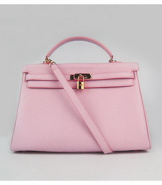 Hermes Kelly 35cm Pink Togo Leather Bag Golden Metal