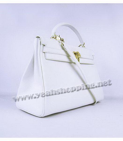 Hermes Kelly 35cm White Togo Leather Bag Golden Metal-1