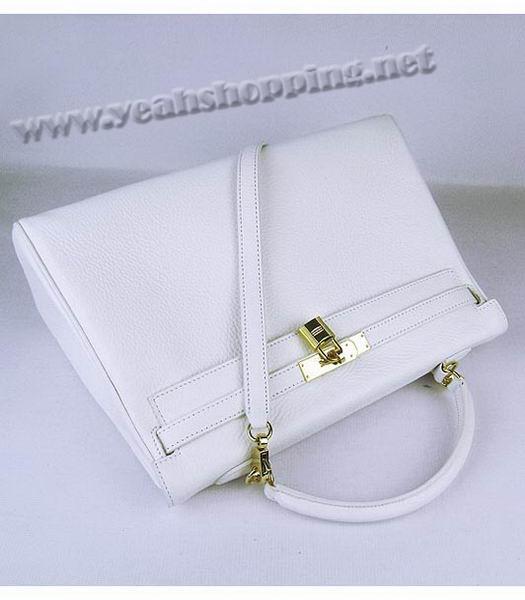Hermes Kelly 35cm White Togo Leather Bag Golden Metal-4