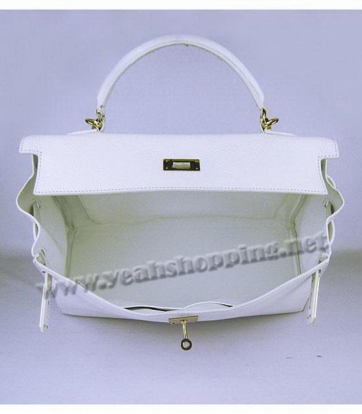 Hermes Kelly 35cm White Togo Leather Bag Golden Metal-5