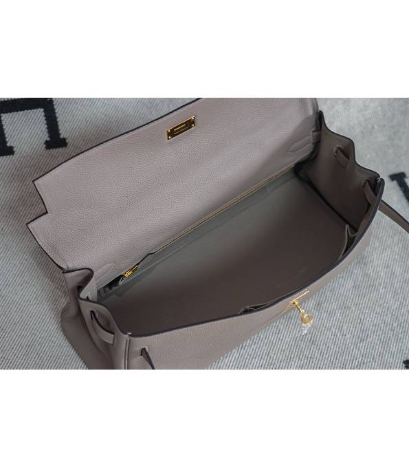 Hermes Kelly 42cm Bag Etain Grey Original Swift Leather Golden Metal-3