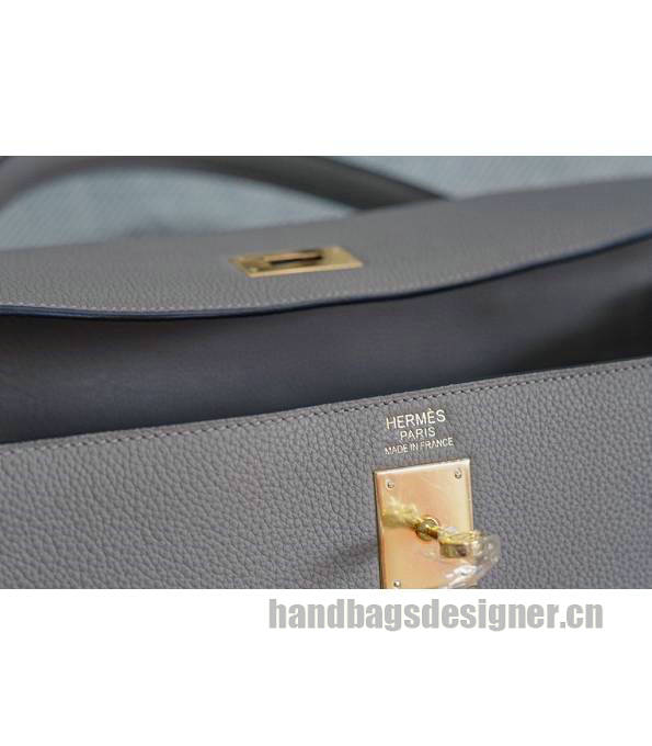 Hermes Kelly 42cm Bag Etain Grey Original Swift Leather Golden Metal-4