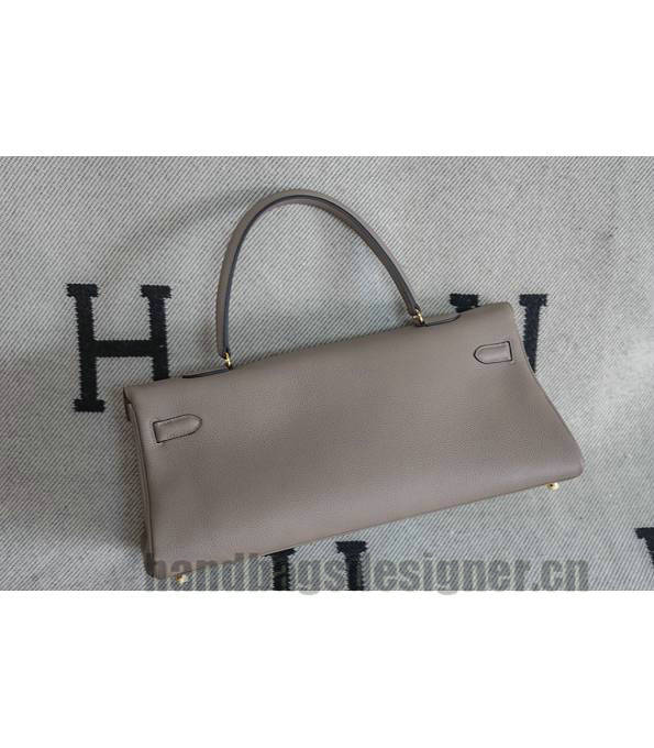 Hermes Kelly 42cm Bag Etain Grey Original Swift Leather Golden Metal-5