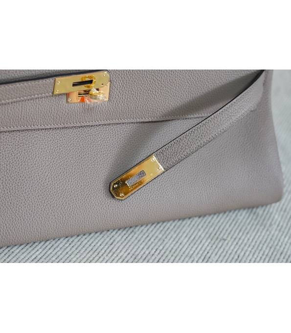 Hermes Kelly 42cm Bag Etain Grey Original Swift Leather Golden Metal-6