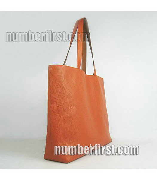 Hermes Large Embossed Calf Leather Shoulder Bag OrangeLight Coffee-1