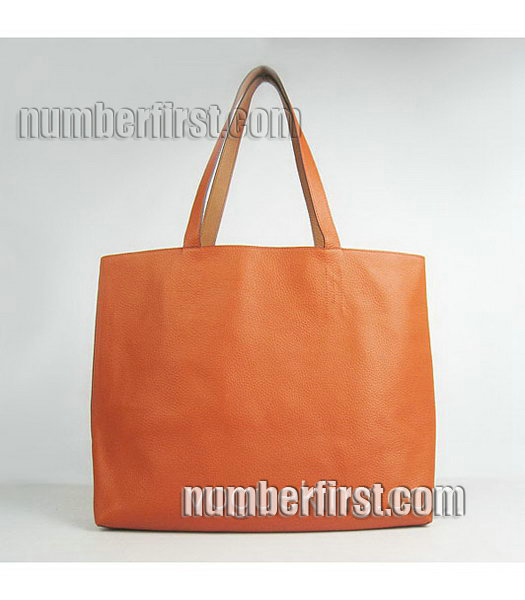 Hermes Large Embossed Calf Leather Shoulder Bag OrangeLight Coffee-2