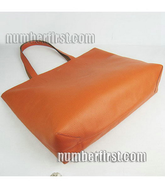 Hermes Large Embossed Calf Leather Shoulder Bag OrangeLight Coffee-4
