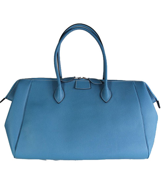 Hermes Large Paris Bombay Calf Leather Tote Bag in Blue