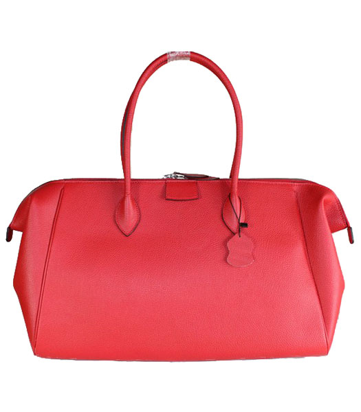 Hermes Large Paris Bombay Calf Leather Tote Bag in Red
