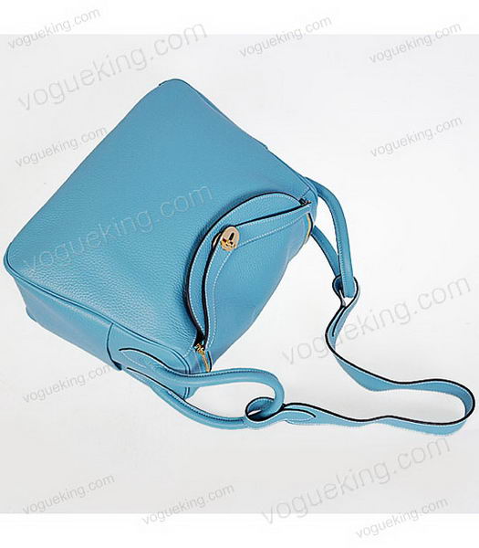Hermes lindy 30cm Light Blue Togo Leather Golden Metal Bag-3