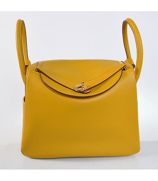 Hermes lindy 30cm Yellow Togo Leather Golden Metal Bag-5