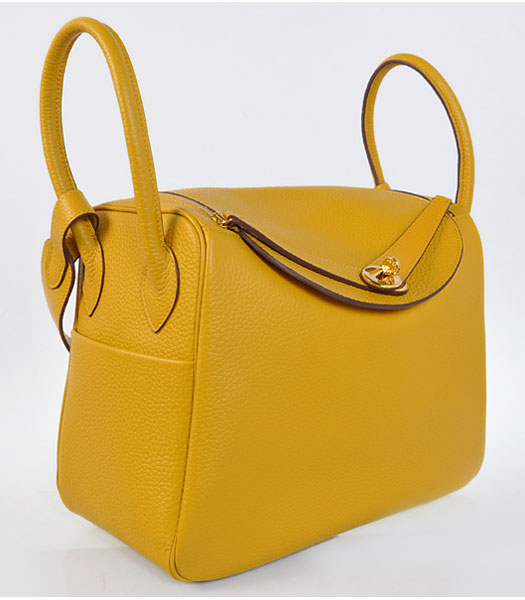 Hermes lindy 30cm Yellow Togo Leather Golden Metal Bag-6