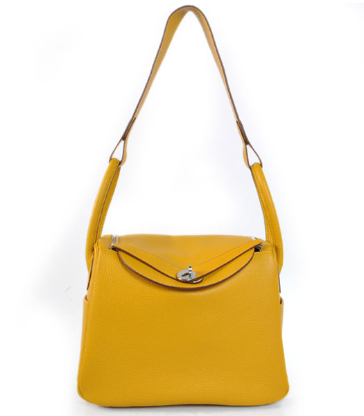 Hermes lindy 30cm Yellow Togo Leather Silver Metal Bag