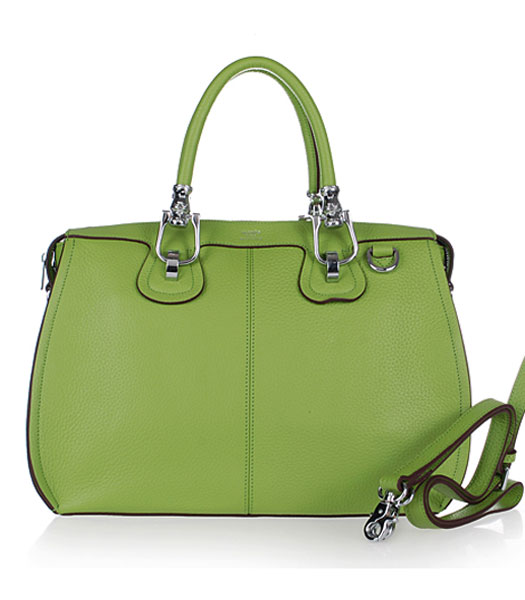 Hermes Medium Double-duty Green Togo Leather Bag Silver Metal