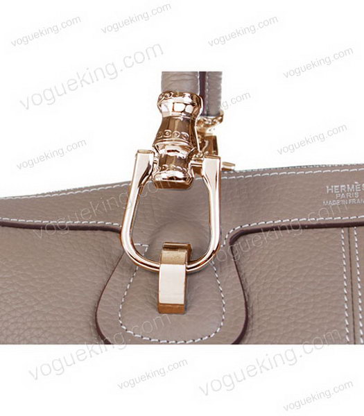 Hermes Medium Double-duty Grey Togo Leather Bag Golden Metal-5
