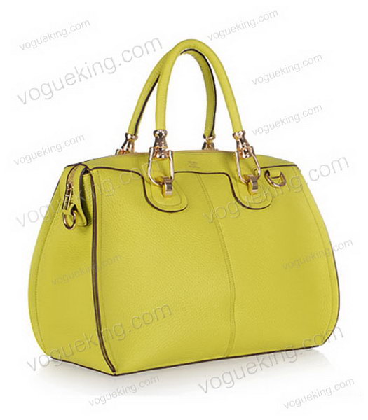 Hermes Medium Double-duty Lemon Yellow Togo Leather Bag Golden Metal-1