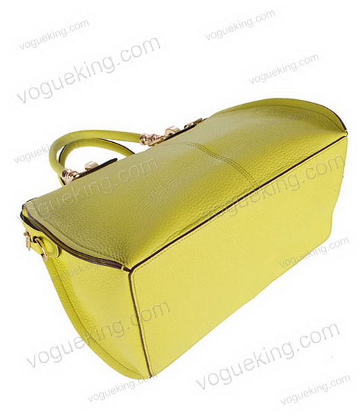 Hermes Medium Double-duty Lemon Yellow Togo Leather Bag Golden Metal-3