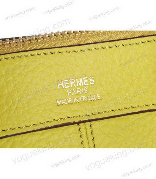 Hermes Medium Double-duty Lemon Yellow Togo Leather Bag Golden Metal-5