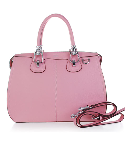 Hermes Medium Double-duty Pink Togo Leather Bag Silver Metal