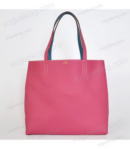 Hermes Medium Shopping Two-sided Bag FuchsiaBlue Togo Leather-1