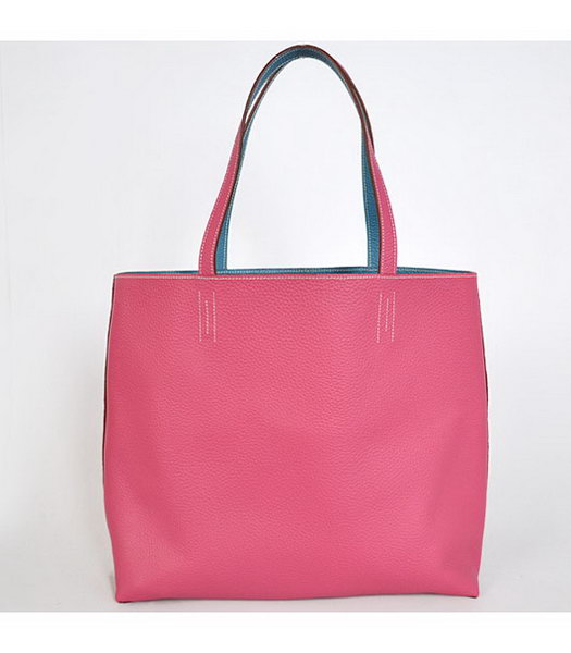 Hermes Medium Shopping Two-sided Bag FuchsiaBlue Togo Leather-3
