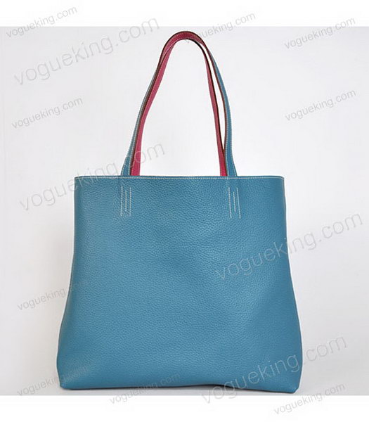 Hermes Medium Shopping Two-sided Bag FuchsiaBlue Togo Leather-6