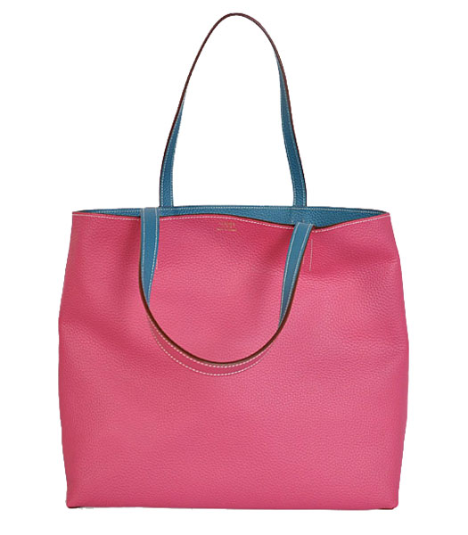 Hermes Medium Shopping Two-sided Bag FuchsiaBlue Togo Leather