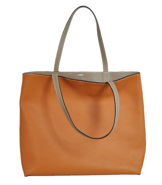 Hermes Medium Shopping Two-sided Bag Light CoffeeGrey Togo Leather