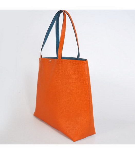 Hermes Medium Shopping Two-sided Bag OrangeBlue Togo Leather-2