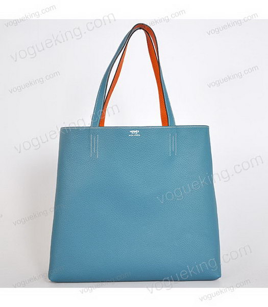 Hermes Medium Shopping Two-sided Bag OrangeBlue Togo Leather-5
