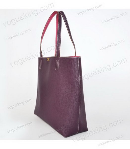 Hermes Medium Shopping Two-sided Bag PurpleFuchsia Togo Leather-2