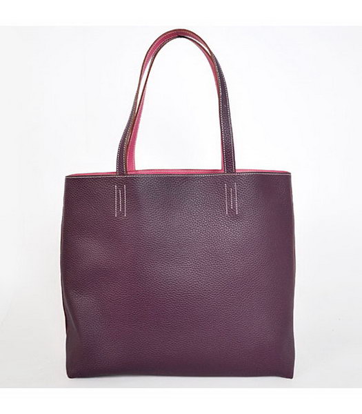 Hermes Medium Shopping Two-sided Bag PurpleFuchsia Togo Leather-3