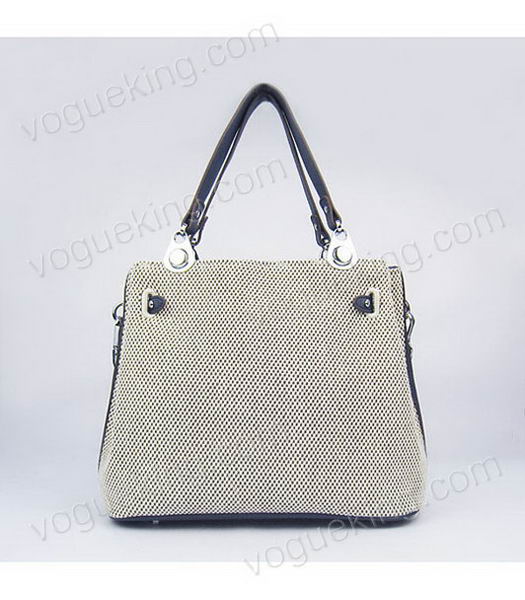 Hermes Mini So Kelly Bag Fabric with Dark Blue Togo Leather Silver Metal-2