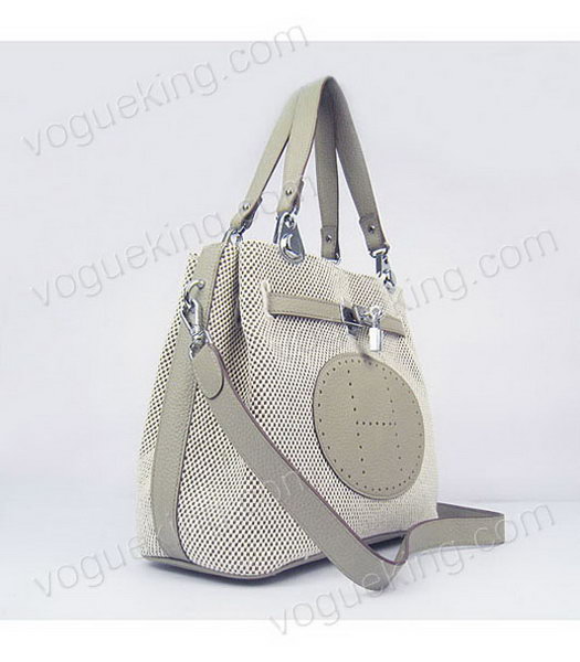 Hermes Mini So Kelly Bag Fabric with Grey Togo Leather Silver Metal-1