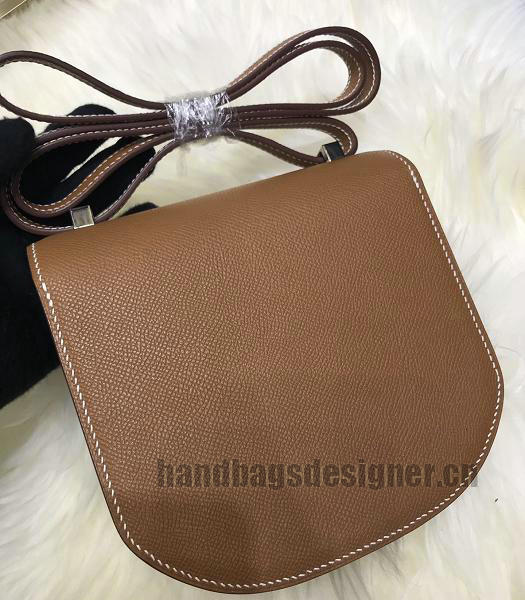 Hermes Mosaique Brown Imported Leather Golden Metal Shoulder Bag-3