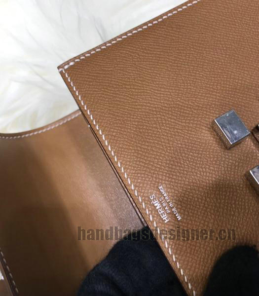 Hermes Mosaique Brown Imported Leather Golden Metal Shoulder Bag-6