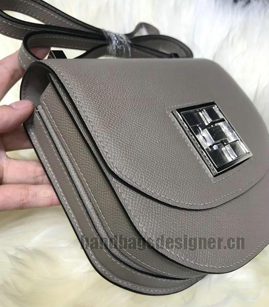 Hermes Mosaique Grey Imported Leather Golden Metal Shoulder Bag-1