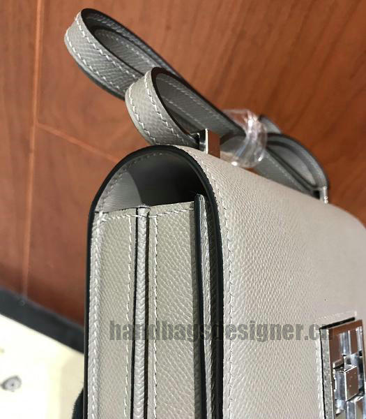 Hermes Mosaique Grey Imported Leather Golden Metal Shoulder Bag-3