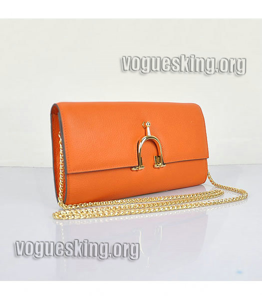 Hermes Orange Calfskin Leather U Buckle Flap Bag-1