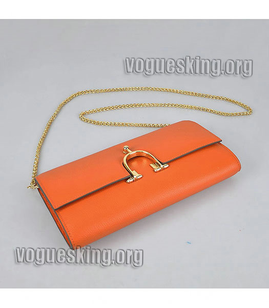 Hermes Orange Calfskin Leather U Buckle Flap Bag-3