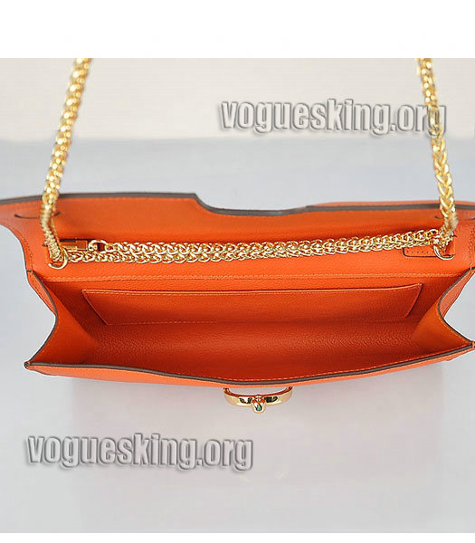 Hermes Orange Calfskin Leather U Buckle Flap Bag-6