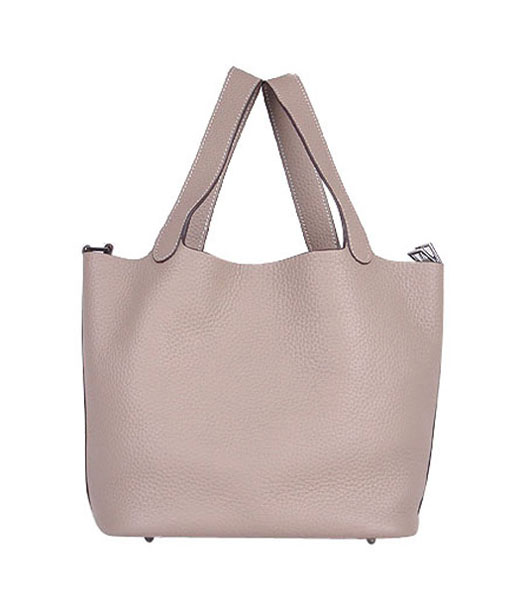 Hermes Picotin Lock MM Basket Bag With Grey Leather