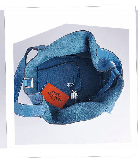 Hermes Picotin Lock MM Basket Bag With Middle Blue Leather-6