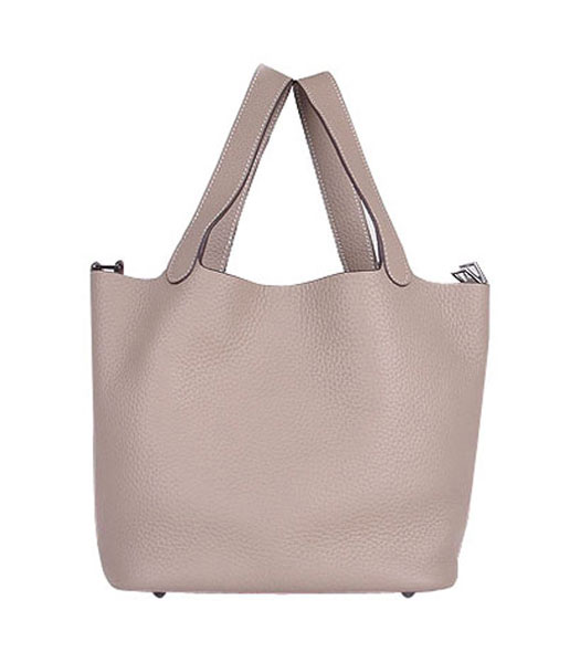 Hermes Picotin Lock PM Basket Bag With Grey Leather