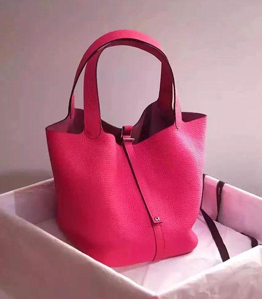 Hermes Picotin Lock Rose Red Imported Original Leather Small Shoulder Bag
