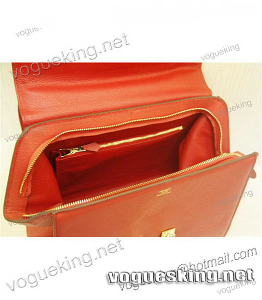 Hermes Red Palm Print Leather Mini Top Handle Bag-3