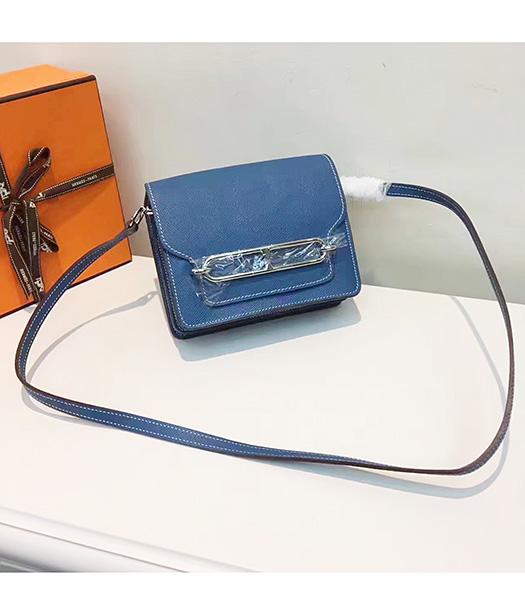 Hermes Roulis Blue Palmprint Leather Mini Shoulder Bag