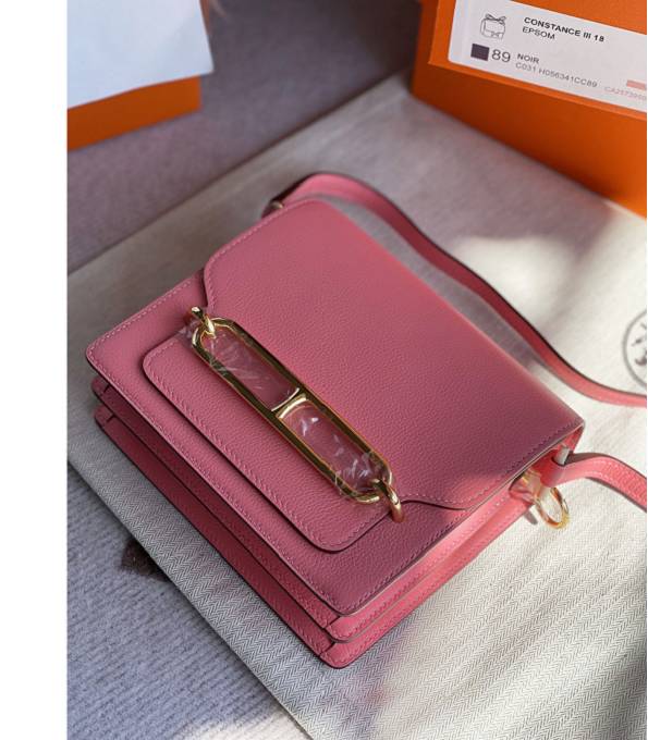 Hermes Roulis Mini 19cm Bag Lipsur Pink Original Evercolor Leather Golden Metal